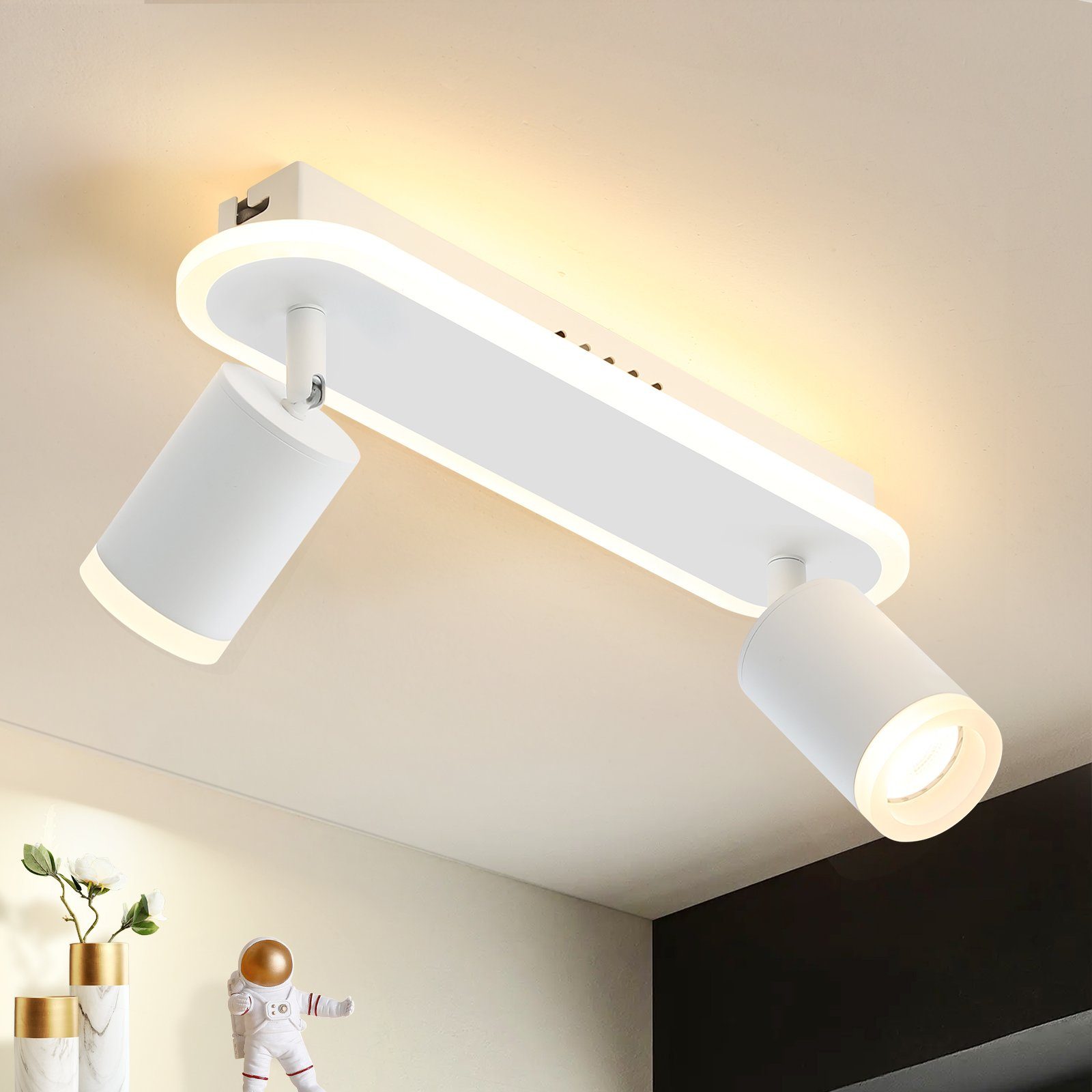 NETTLIFE 2 lämpimän valkoista GU10 LED - kattospottivalaisinta metallista, 330° keittiöön ja olohuoneeseen