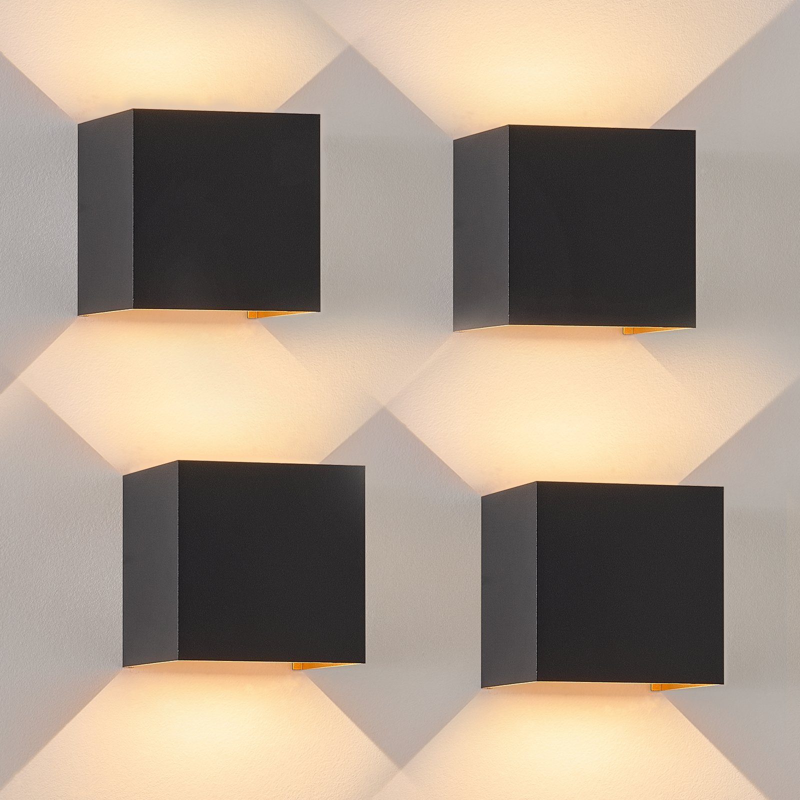 NETTLIFE LED - ulkoseinävalaisin, sisäseinävalaisin, 4kpl, mustakulta, 5W, IP65, säädettävä, 3000K