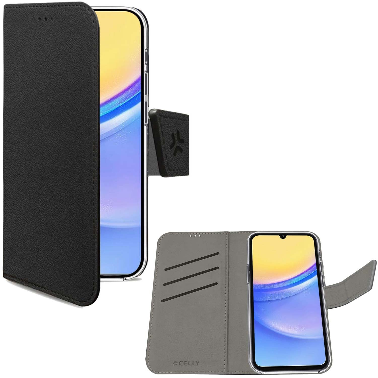 Wally Wallet Case Galaxy A15 4G / A15 5G musta