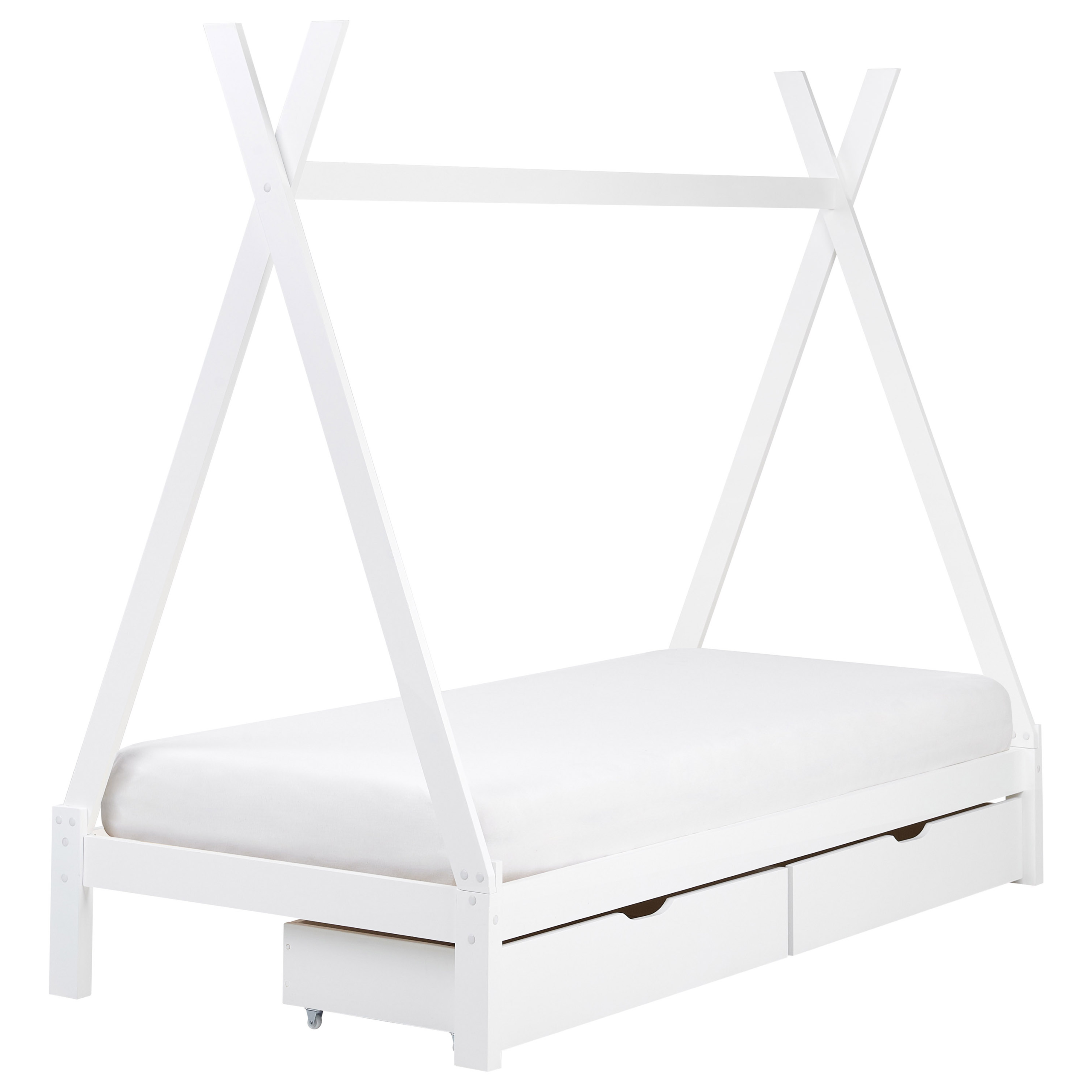 Sänky mänty 2 laatikkoa valkoinen 90 x 200 cm DEVAY