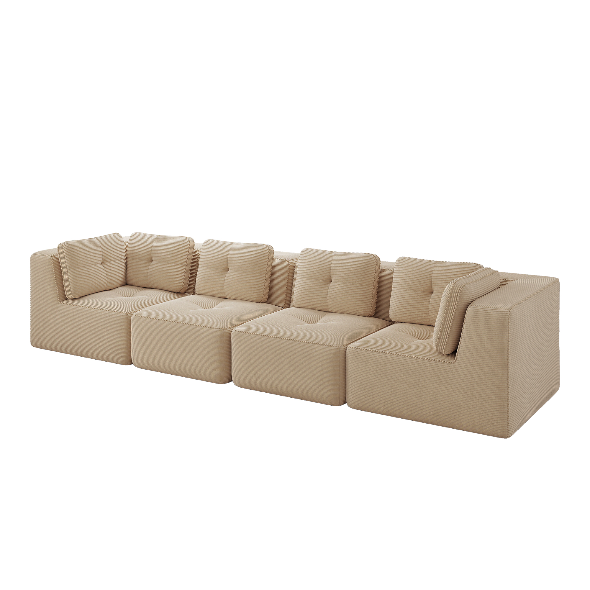 moduulisohva 4-paikkainen beige korduroy skandinaavinen säädettävä