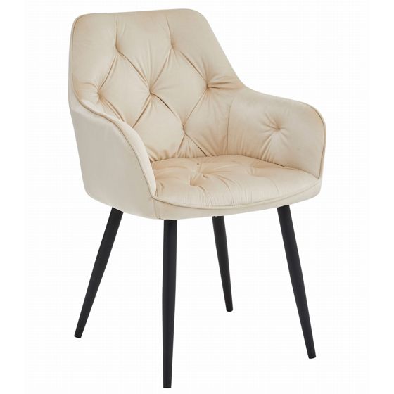 Tuoli - Leobert - JORK - sametti beige/mustat jalat - setti 2 kpl