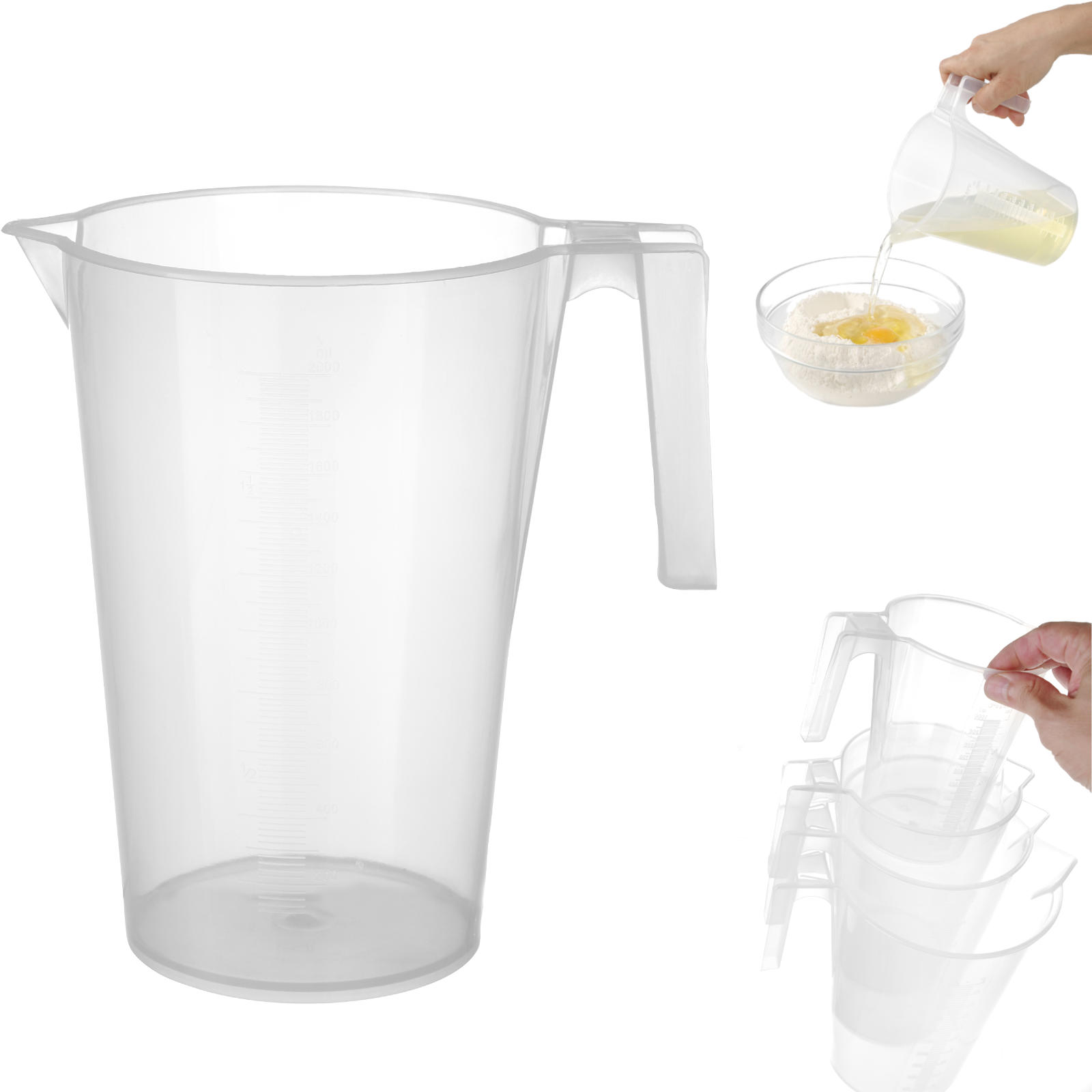 Keittiön mittakannu polypropeenista valmistetulla mittakupilla, pinottava, 2L - HENDI 567838