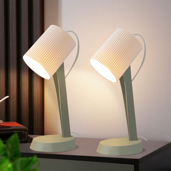 NETTLIFE Yöpöytävalaisin Olohuoneen pöytävalaisin johtoineen 2 pienen lampun setti 37, 4 cm Vihreä E14 Modernit pöytävalaisimet