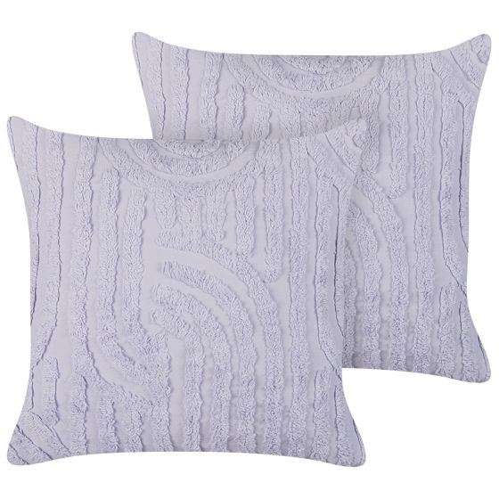 Koristetyynysetti 2 kpl TELLIMA puuvilla 45 x 45 cm Violetti Geometrinen kuvio