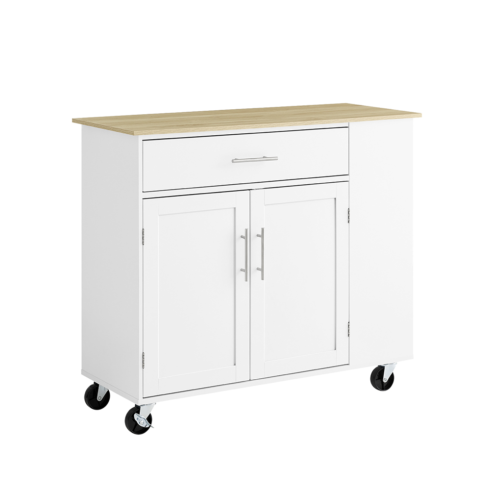 SoBuy Keittiösaareke 99x40x85 cm pyörillä laatikolla säädettävä hylly valkoinen FKW133-WN