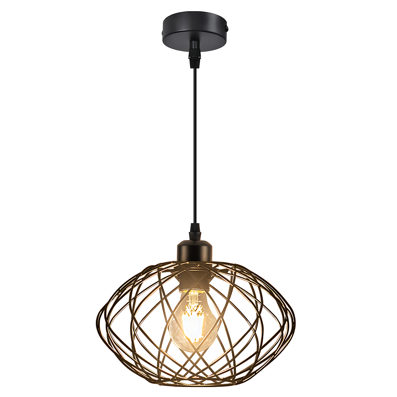 NETTLIFE-riippuvalaisin, teollinen, musta, riippuvalaisin - Vintage-metallinen riippuvalaisin, E27, retrotyylinen riippuvalaisin
