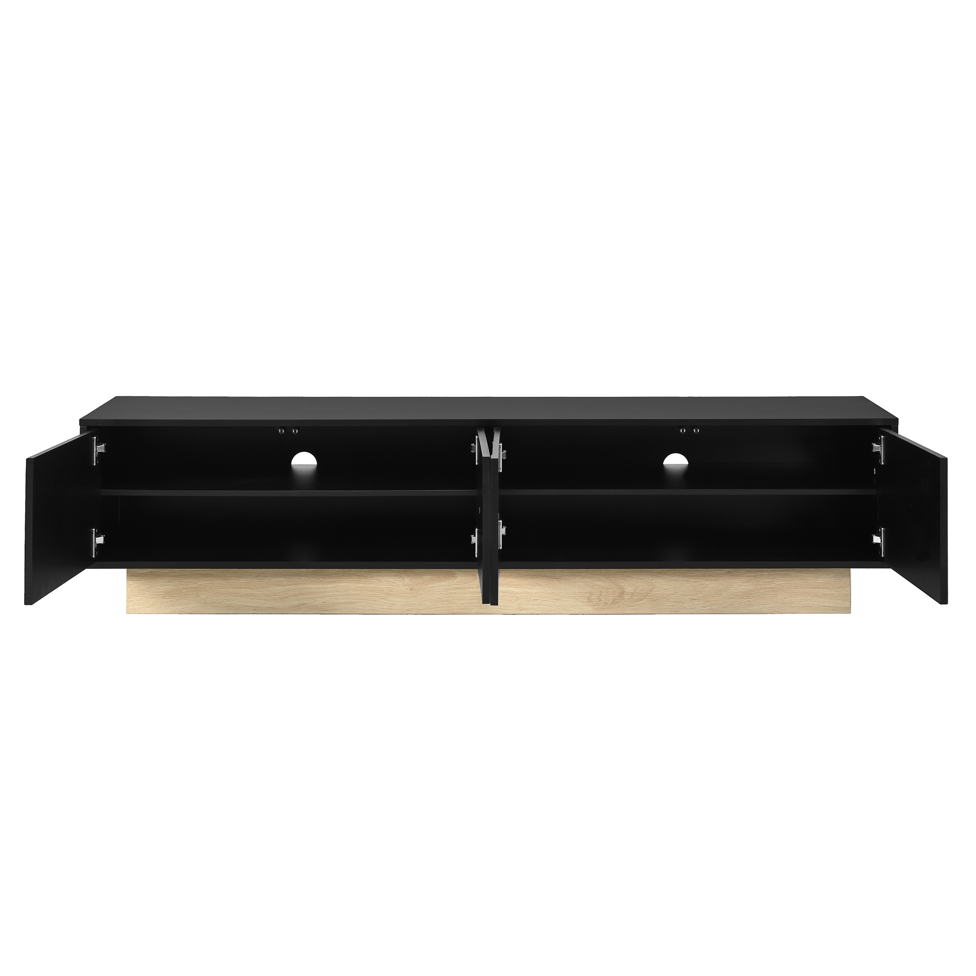 TV-taso 175x40x41,5 cm musta MDF skandinaavinen säilytyksellä ja johtoaukoilla