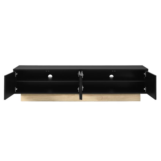 TV-taso 175x40x41,5 cm musta MDF skandinaavinen säilytyksellä ja johtoaukoilla