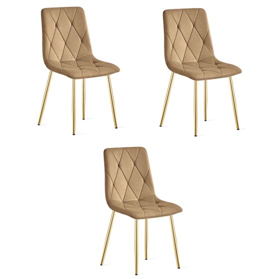 LIBRA-tuoli, ruskea sametti, kultaiset jalat (3 kpl)