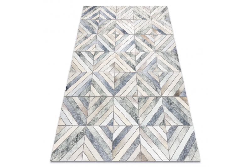 Matto PATCHWORK 21721 beige / harmaa - Lehmännahka, geometrinen 120x170 cm
