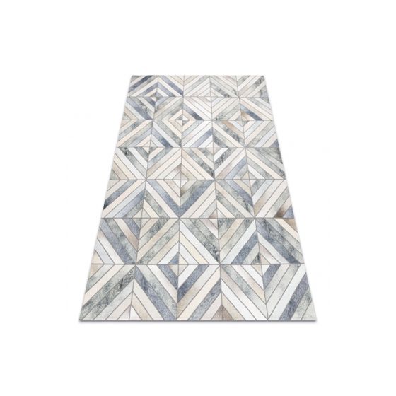 Matto PATCHWORK 21721 beige / harmaa - Lehmännahka, geometrinen 120x170 cm
