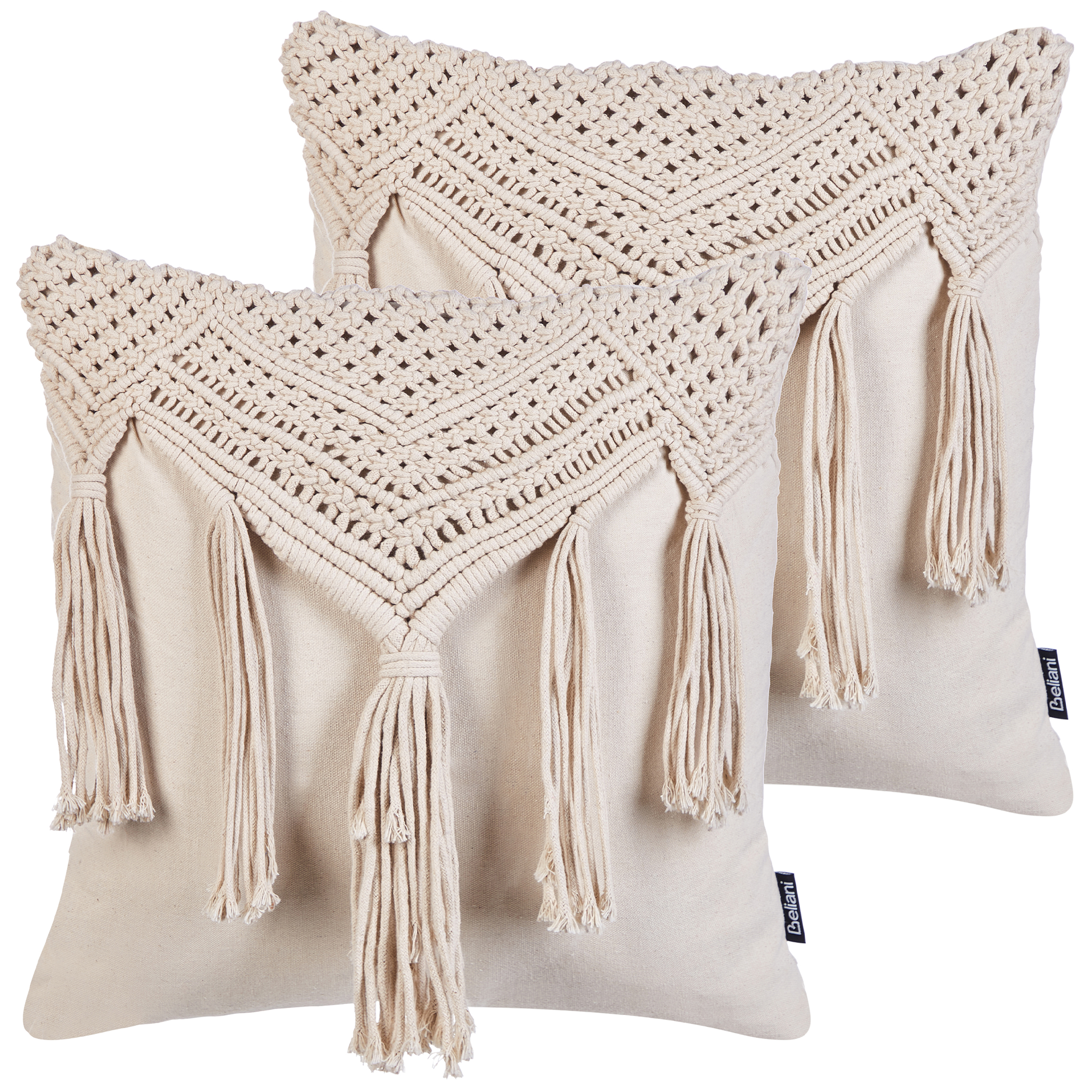 Koristetyynysetti 2 kpl BEDADI puuvilla 45 x 45 cm Vaaleanbeige Geometrinen kuvio