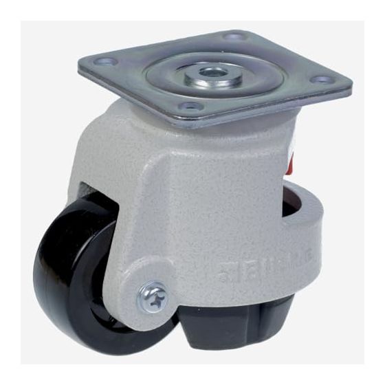 Tasoitussarja HRP-POA 72G 72mm kääntyvä ylälevy 95x95mm pyörä, jossa on nailonpinnoite.