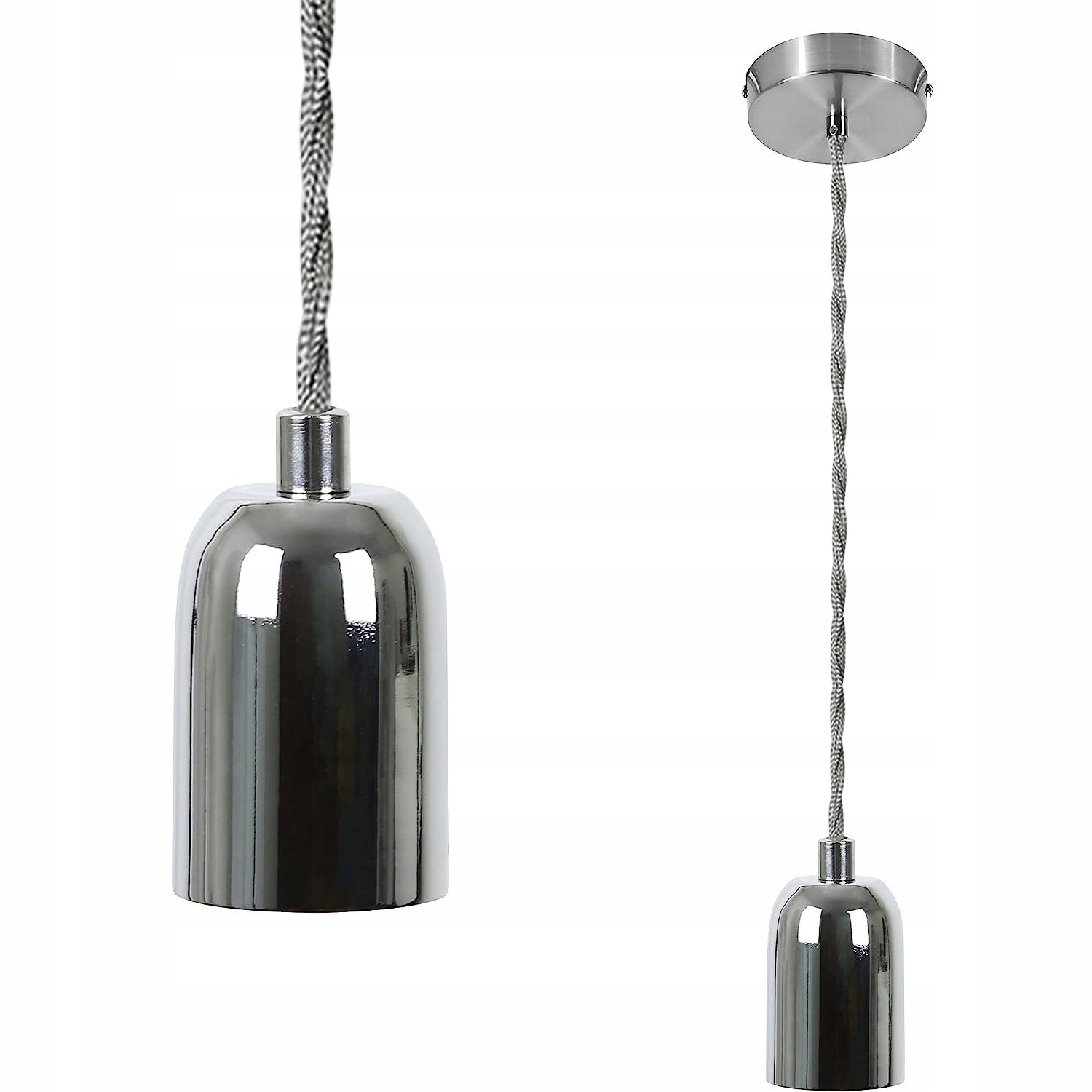 NETTLIFE hopeinen, metallinen, riippuvalaisin, halkaisija, 10cm,, E27Vintage-pistorasia, 13 m, Edison-teollisuuskaapeli