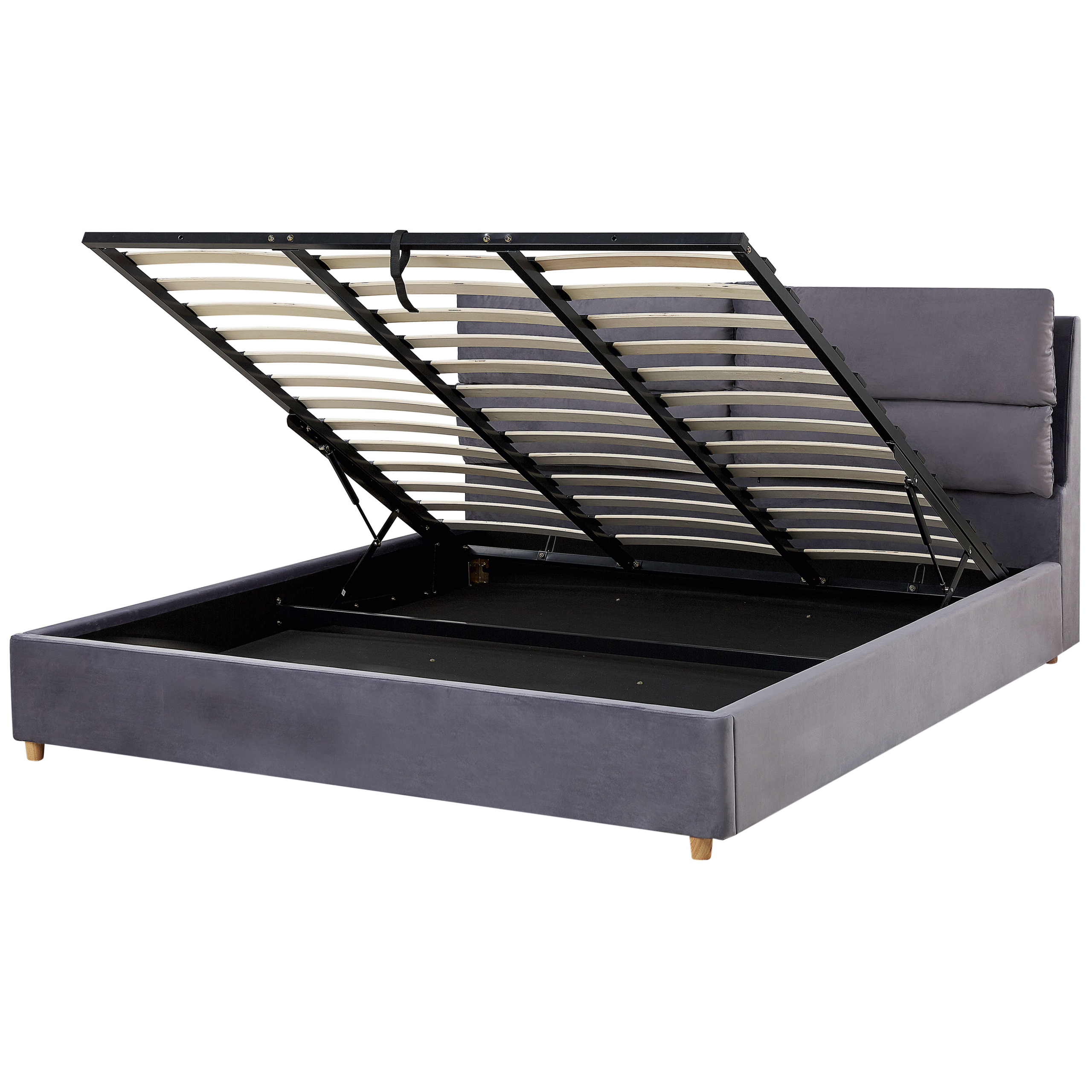 Sänky säilytystilalla sametti BATILLY 180 x 200 cm Harmaa