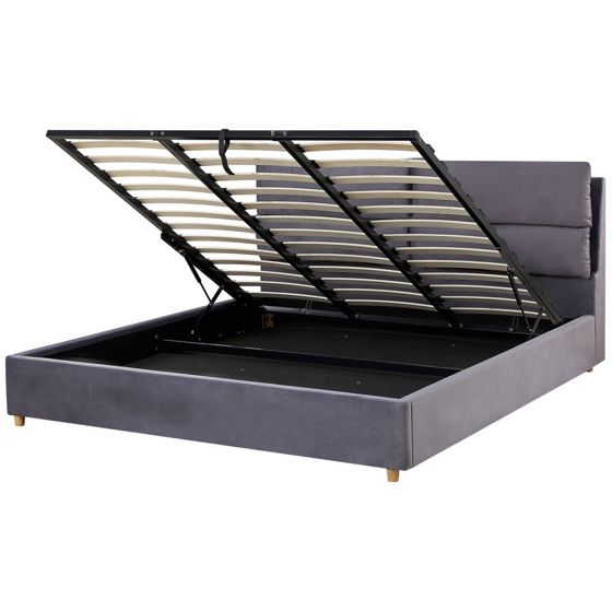 Sänky säilytystilalla sametti BATILLY 180 x 200 cm Harmaa