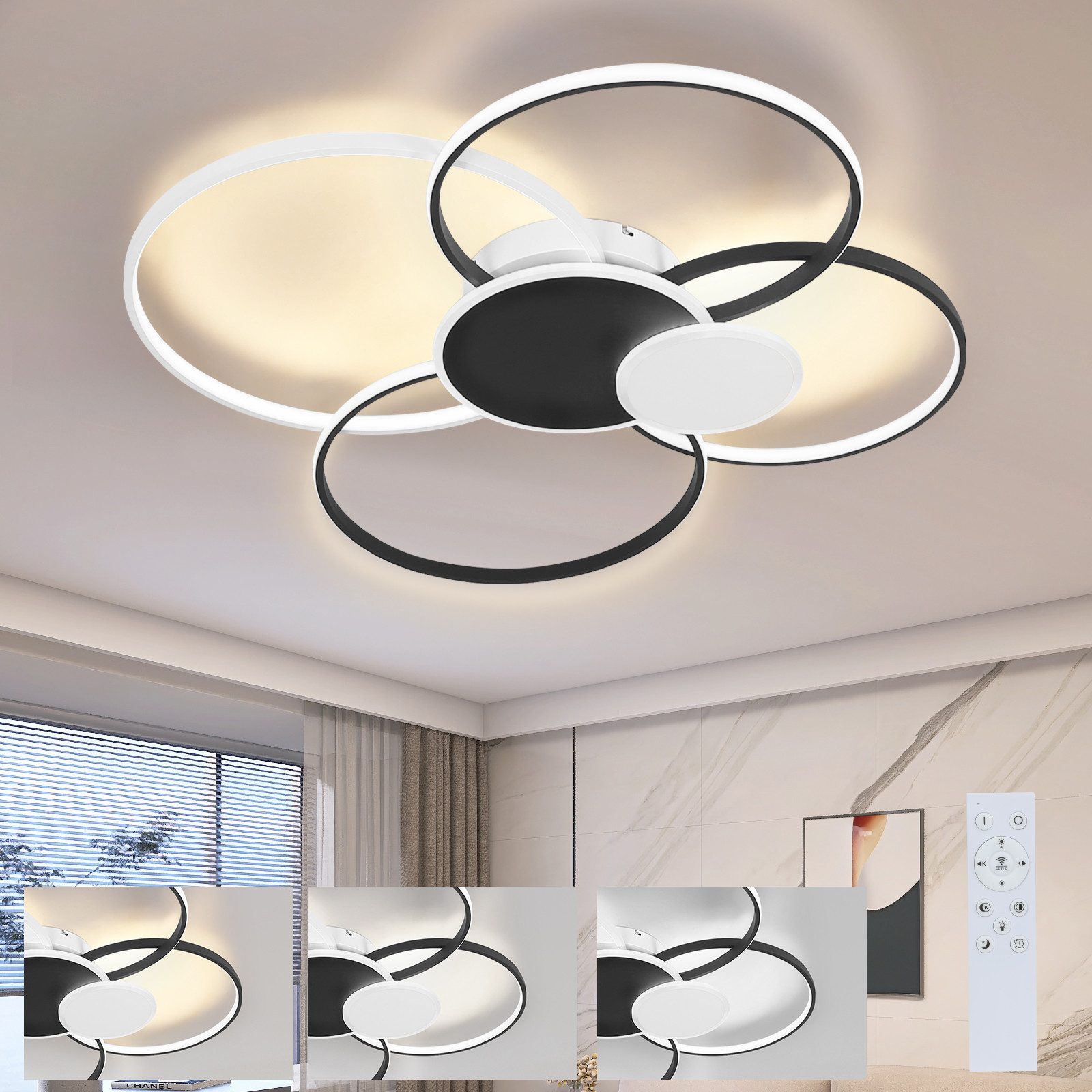 NETTLIFE LED - kattovalaisin, olohuoneeseen - suuri, moderni olohuonevalaisin, 94 cm, himmennettävä 72 W