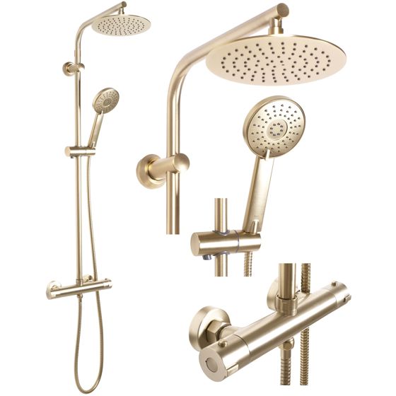 REA suihkusetti BLISS THERMOSTAT harjattu kulta, 38,5X27,5X100CM