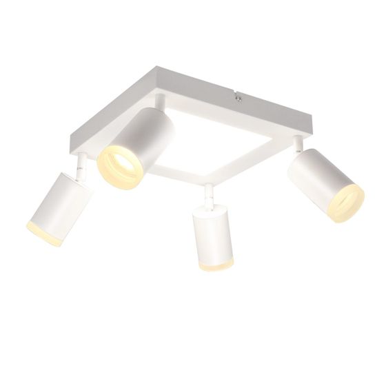 NETTLIFE Kattospottivalaisin 4 neliönmuotoista lamppua 3000K GU10 helppo asennus lämmin valkoinen 350° säädettävä moderni