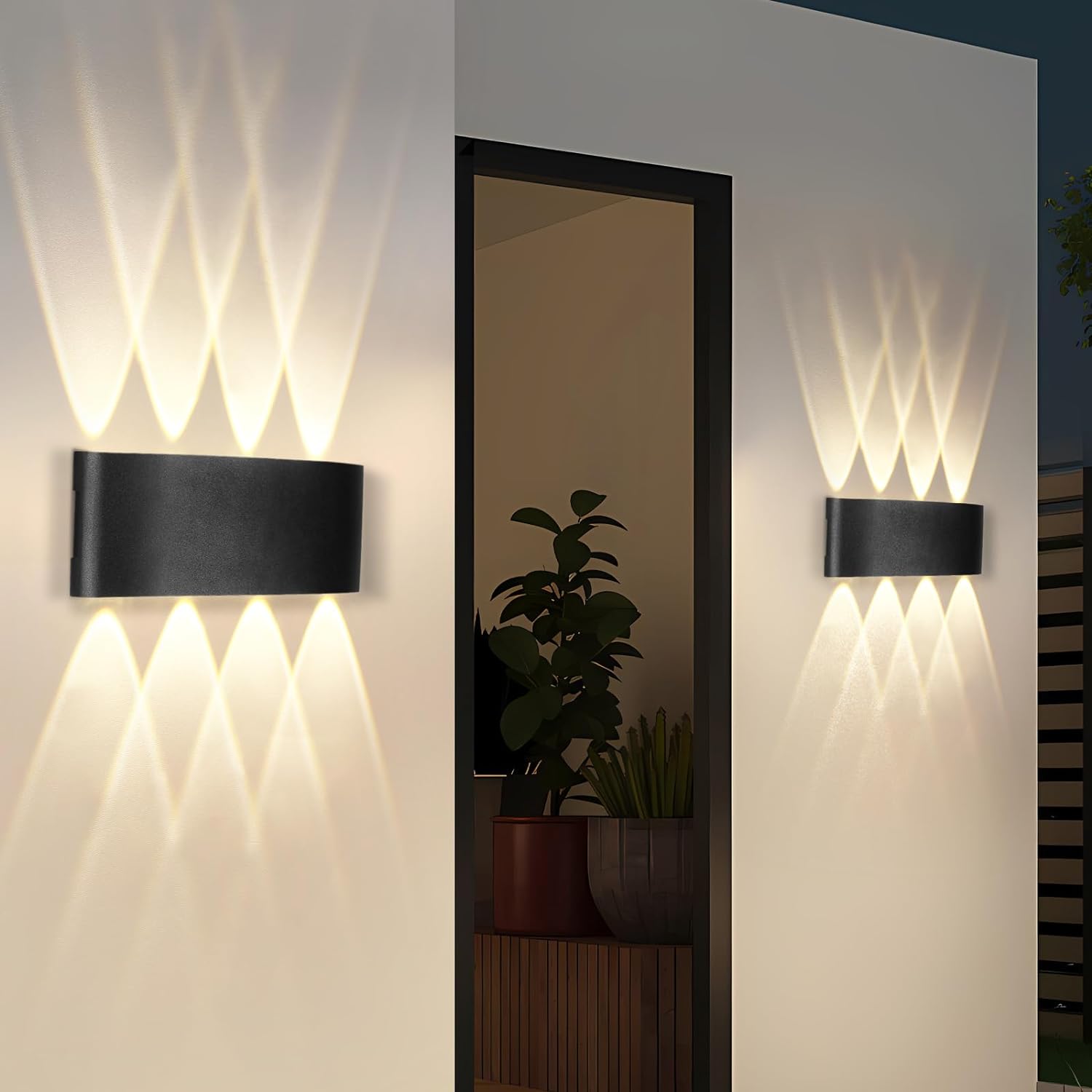 NETTLIFE LED - seinä valaisin, sisäkäyttöön:, 2, kpl, mustia, ulkoseinävalaisimia, ylös ja alas, 7W, IP65