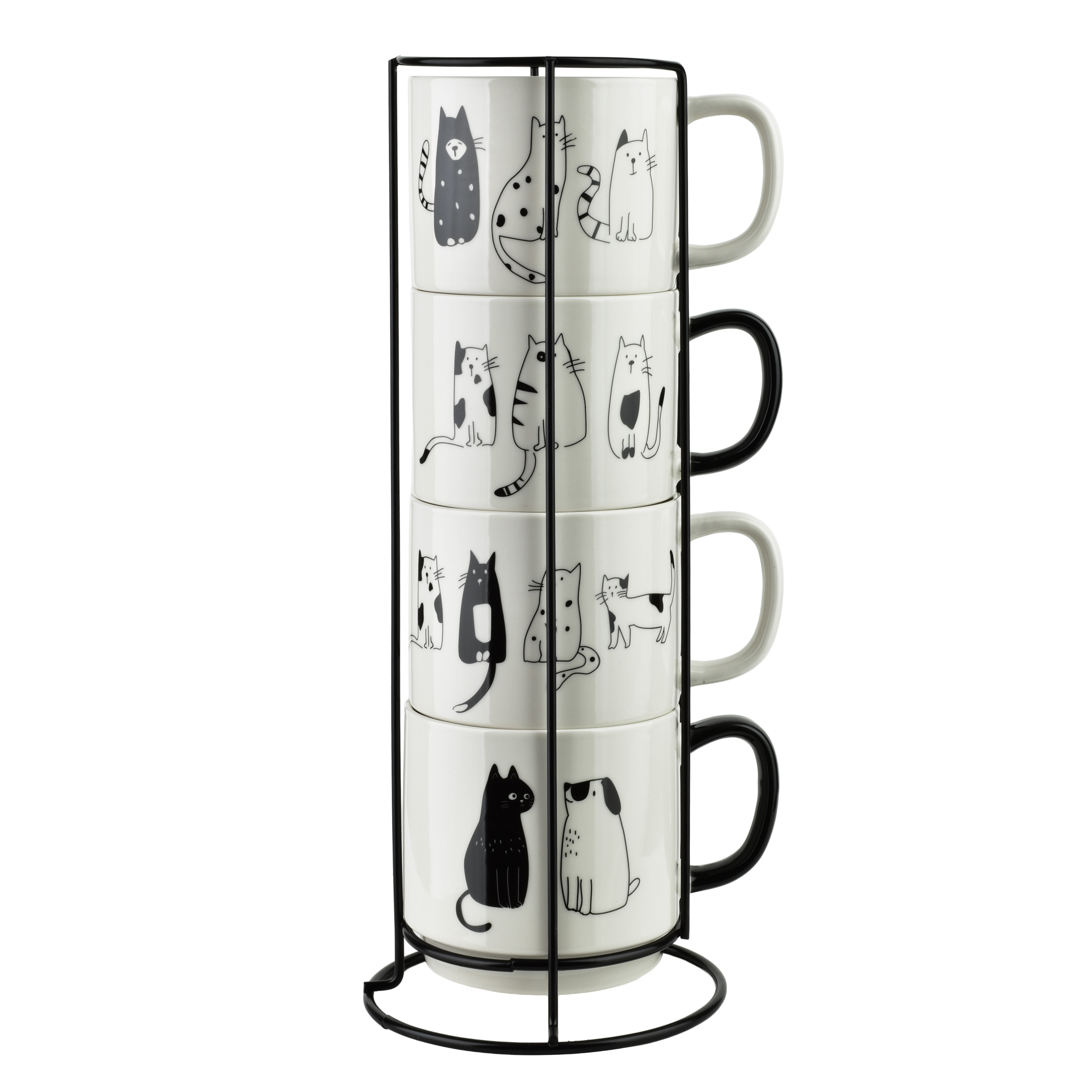 Mukisetti posliini Affekdesign COTTELLO 370 ml kissakuvio 4 kpl