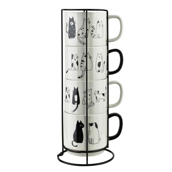 Mukisetti posliini Affekdesign COTTELLO 370 ml kissakuvio 4 kpl