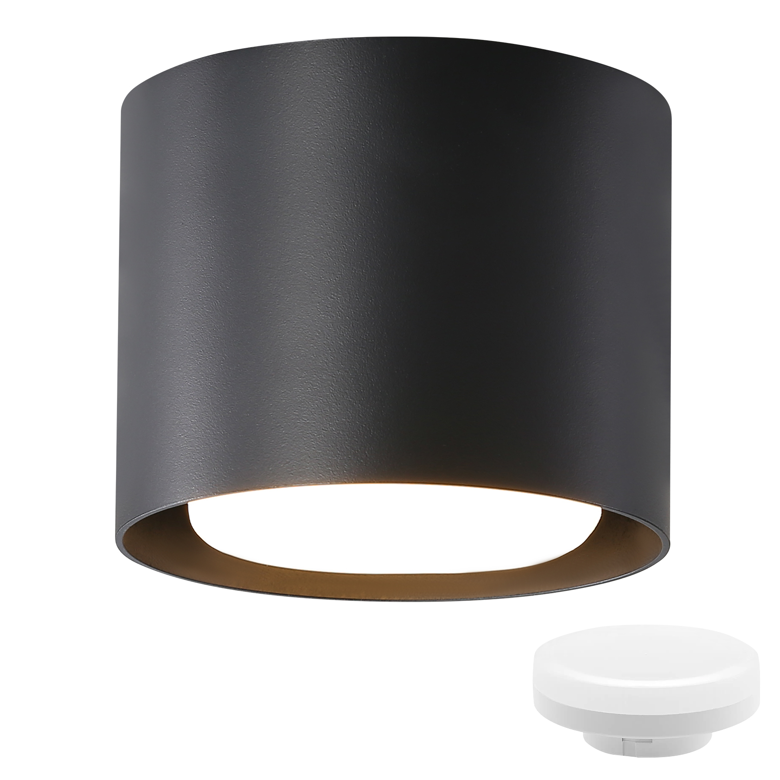 NETTLIFE musta LED-kattovalaisin: Pyöreä pinta-asennettava valaisin, 230 V alumiinista, GX53 5 W 3000 K lamppu, makuuhuoneeseen, eteiseen