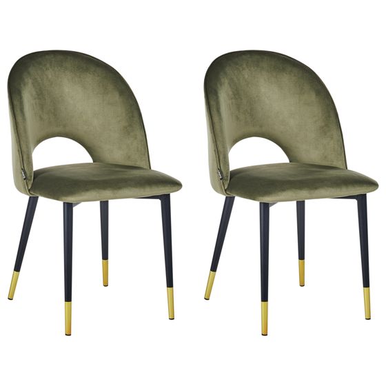 Ruokatuolisetti 2 kpl MAGALIA sametti Oliivinvihreä