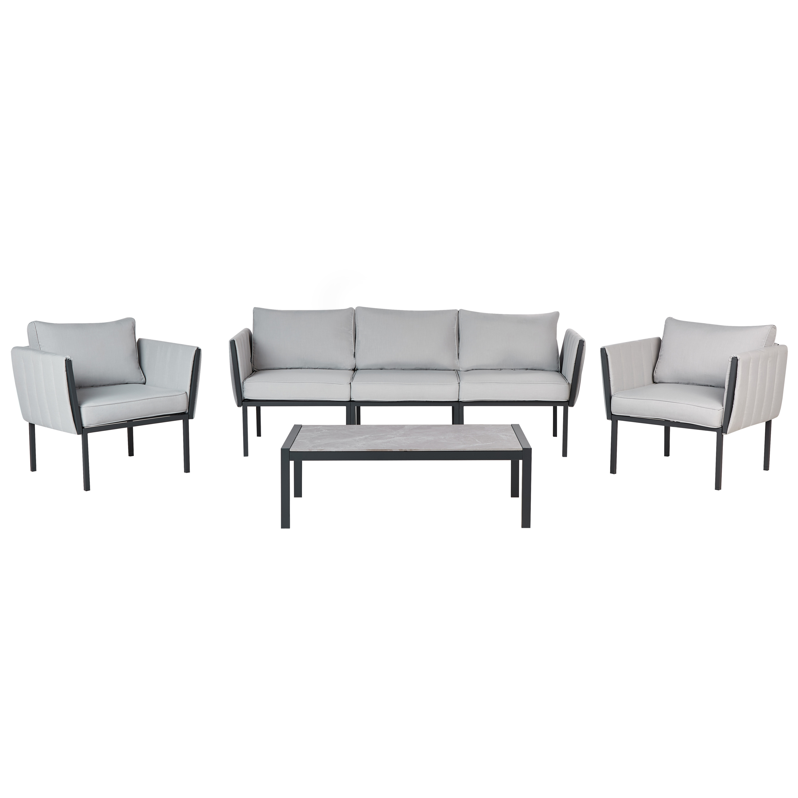 Ulkosohvaryhmä pöydällä 5-istuttava SKALA metalli Vaaleanharmaa
