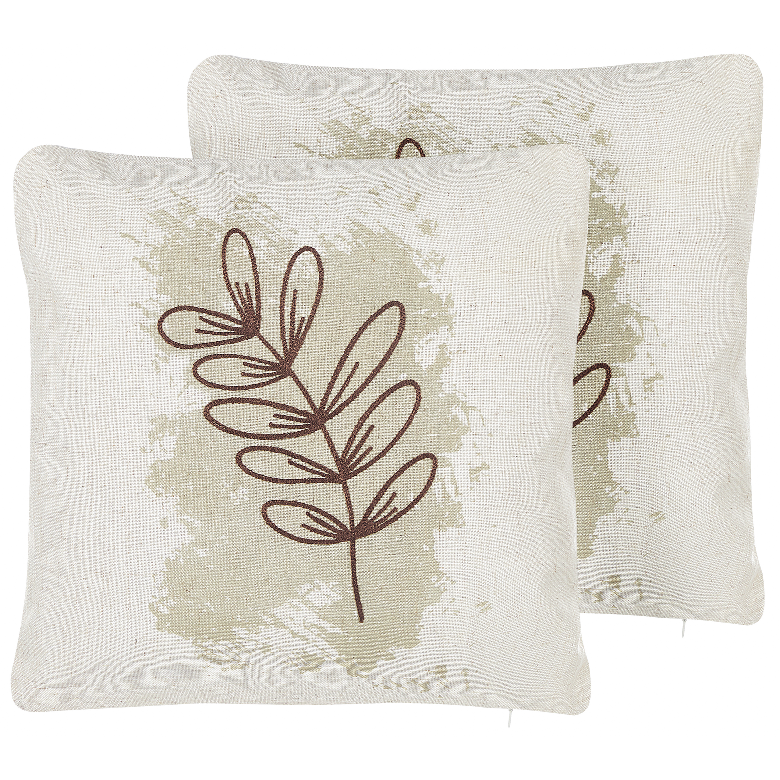 Koristetyynysetti 2 kpl CALENDULA 45 x 45 cm Valkoinen Kasvikuvio