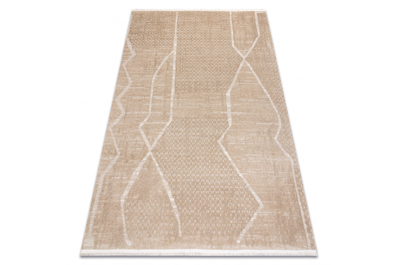 FROJE 1753 Boho linjat -matto – skandinaavinen tyyli, teksturoitu, moderni beige 120x170 cm