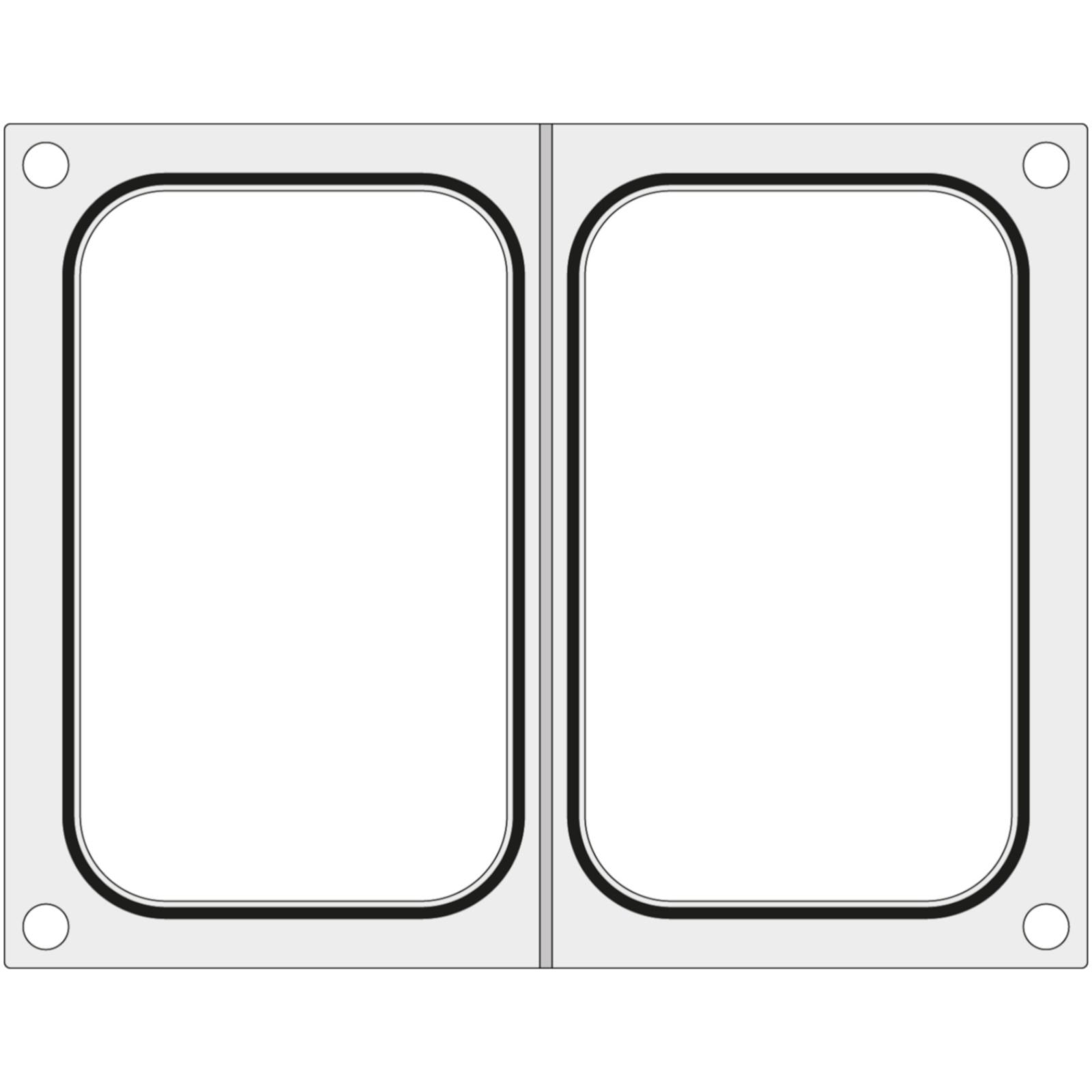 Hendi-sulkemiskoneen matriisimuotoilu kahdelle tarjottimelle 178x113 mm – Hendi 805589