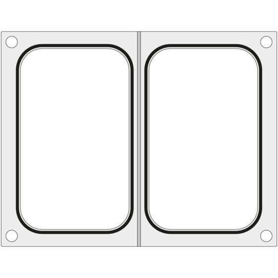 Hendi-sulkemiskoneen matriisimuotoilu kahdelle tarjottimelle 178x113 mm – Hendi 805589