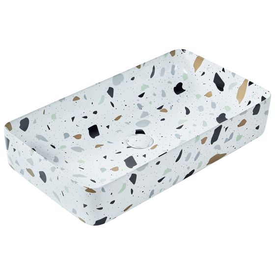 Pesuallas tason päälle NULES 51 x 34 cm Keramiikka Terrazzo-kuvio Valkoinen