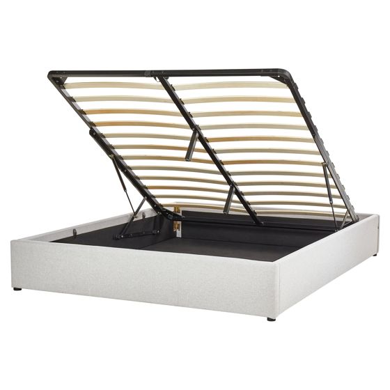 Sänky säilytystilalla kangas DINAN 160 x 200 cm Vaaleanharmaa