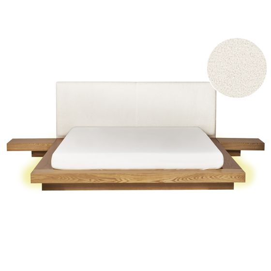 Sänky LED-valoilla buklee ZEN 160 x 200 cm LED-valo Luonnollinen saarni