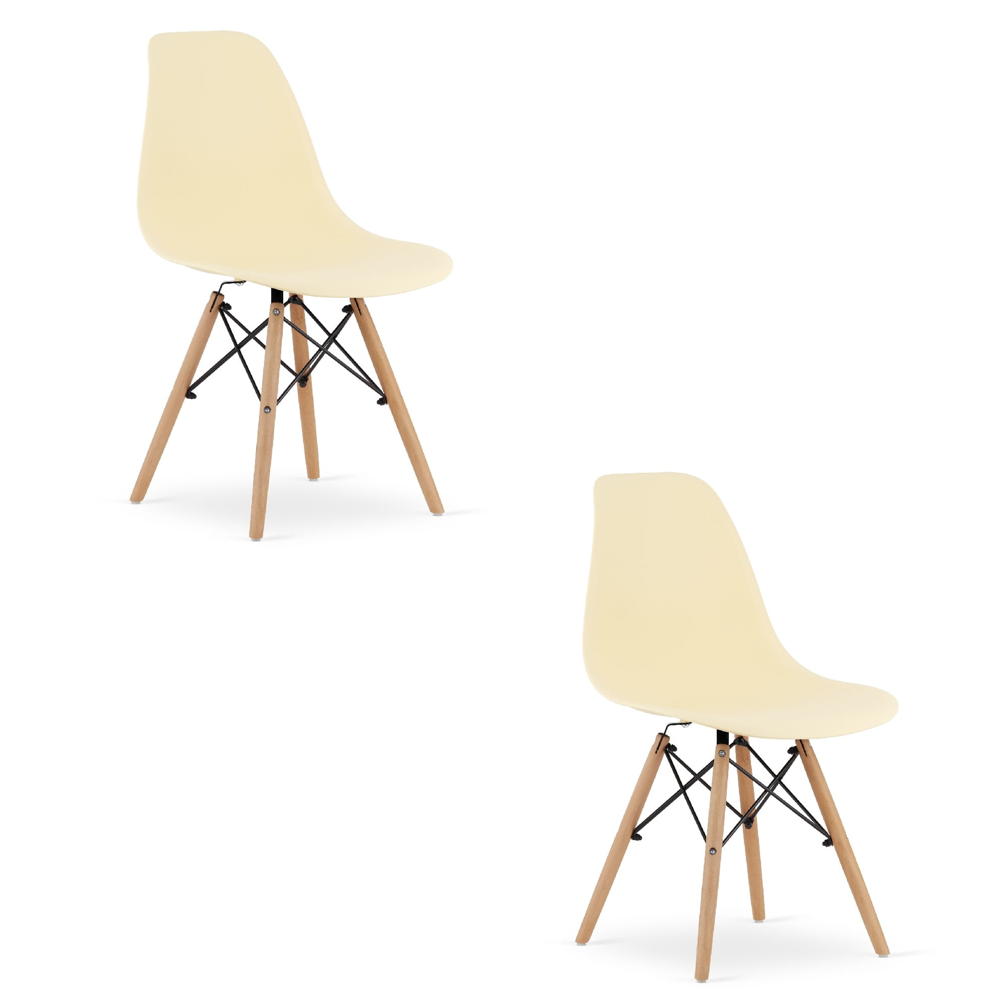 OSAKA-tuoli, kermanvärinen, luonnonväriset jalat (2 kpl)