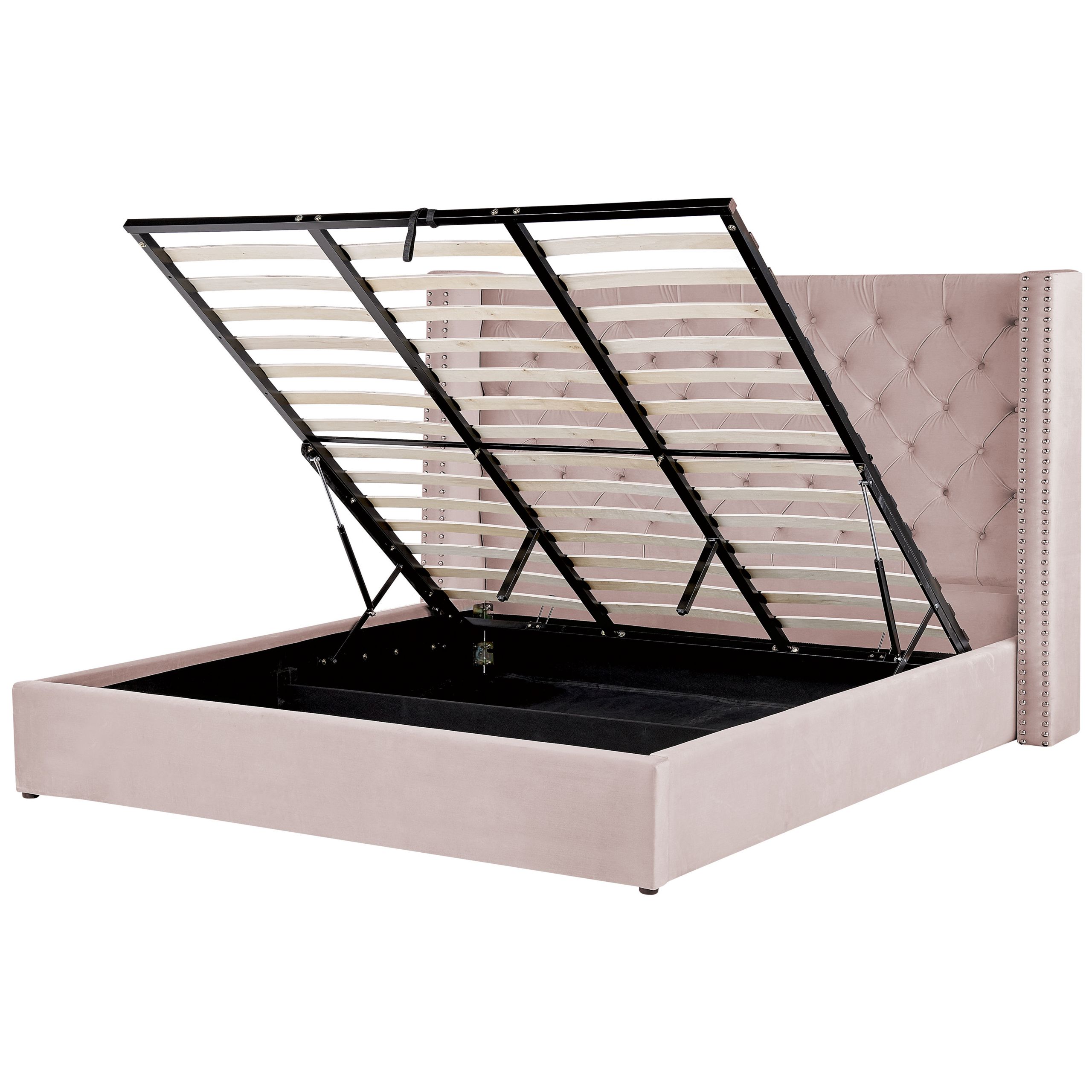 Sänky säilytystilalla sametti LUBBON 180 x 200 cm Pastellipinkki Vaaleanpunainen