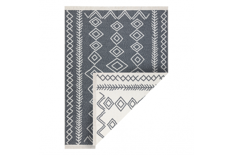 Matto TWIN 23000 Boho, puuvilla, kaksipuolinen, timantit Ekologiset - antrasiitti / kermanvärinen 80x300 cm