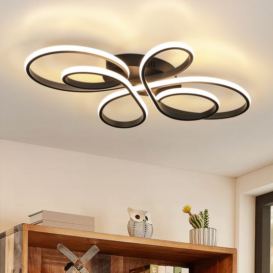 NETTLIFE LED-makuuhuoneen kattovalaisin olohuoneen kattovalaisin: 30 W musta olohuoneen valaisin 40 cm 3000 K