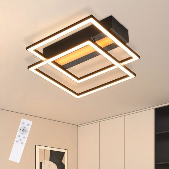 NETTLIFE LED - kattovalaisin olohuoneeseen, 2 kehystä, musta, moderni, neliönmuotoinen, himmennettävä, ihanteellinen eteiseen