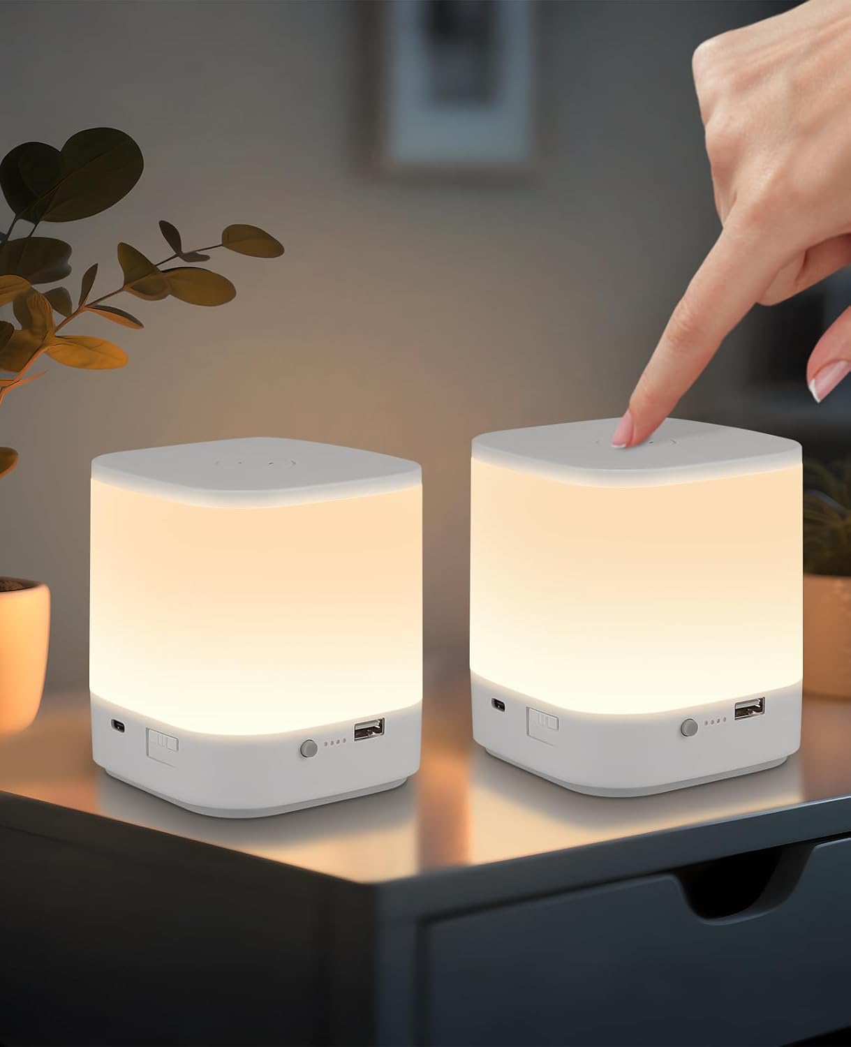 ZMH 2 kpl:n USB-ladattava himmennettävä LED-pöytävalaisin, joissa on 3 värilämpötilaa (1800mAh)