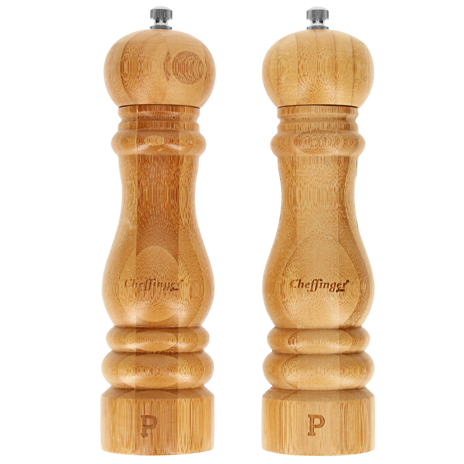 2 Bambu Suola- ja Pippurimyllyn Setti Säädettävä Hionta