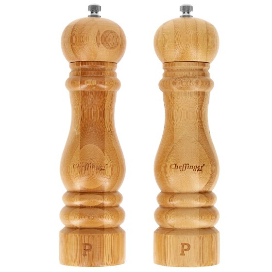 2 Bambu Suola- ja Pippurimyllyn Setti Säädettävä Hionta