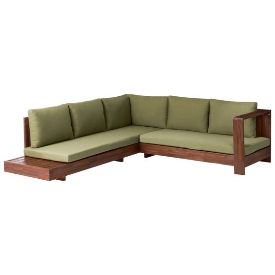 Ulkokulmasohva 5-istuttava MARETTIMO Sertifioitu akaasia Vihreä Vasen