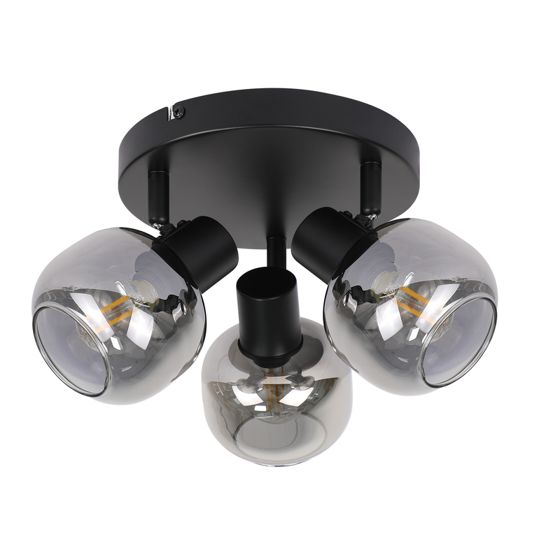 NETTLIFE 3- liekkinen kattokohdevalaisin - Moderni pyöreä lasinen kattokohdevalaisin, 350° kääntyvä olohuoneeseen