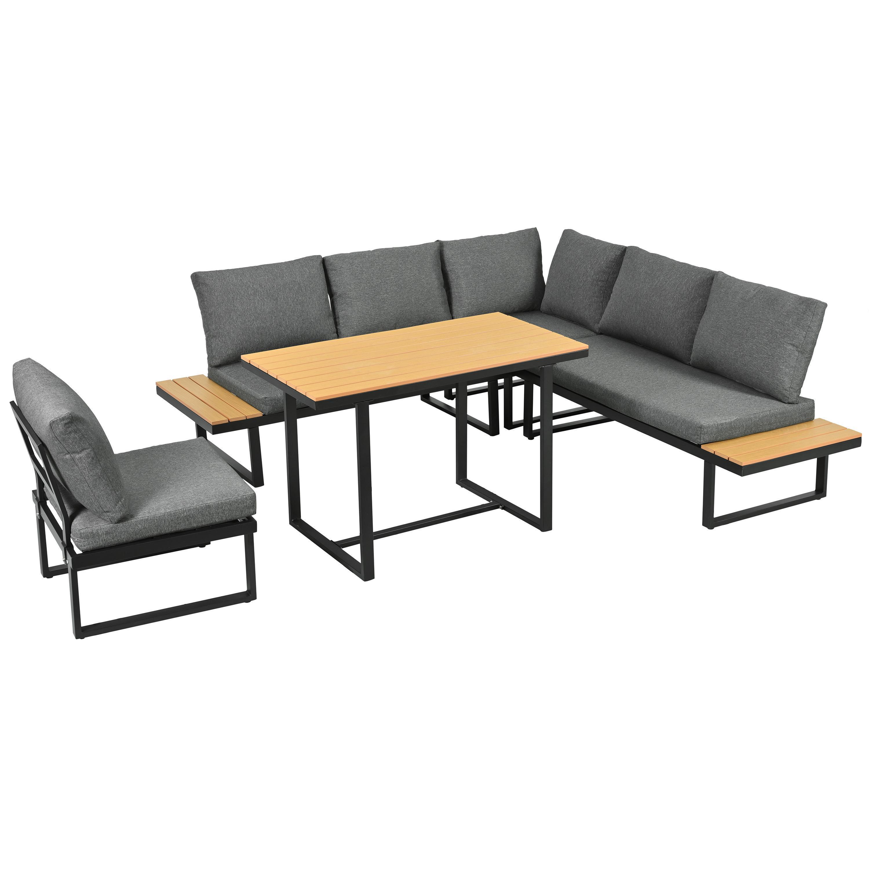 Lounge-istuinryhmä ruokapöydällä, harmaa + musta