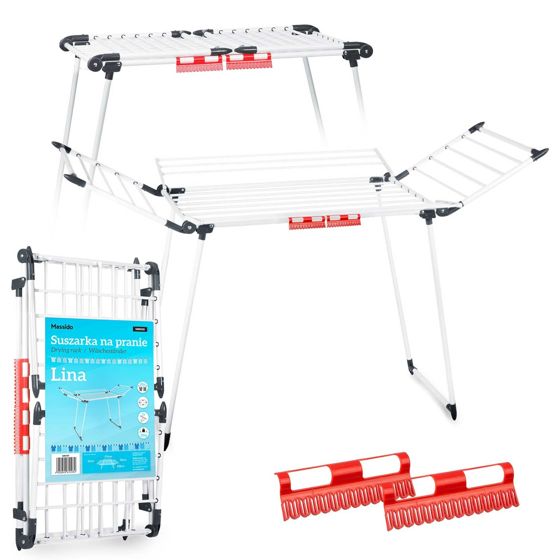 Lina 22 m kokoontaitettava pyykinkuivausteline, valkoinen