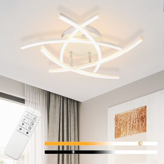 NETTLIFE LED - kattovalaisin makuuhuoneeseen, himmennettävä, 32 W, moderni valkoinen, metalli, kaukosäädin